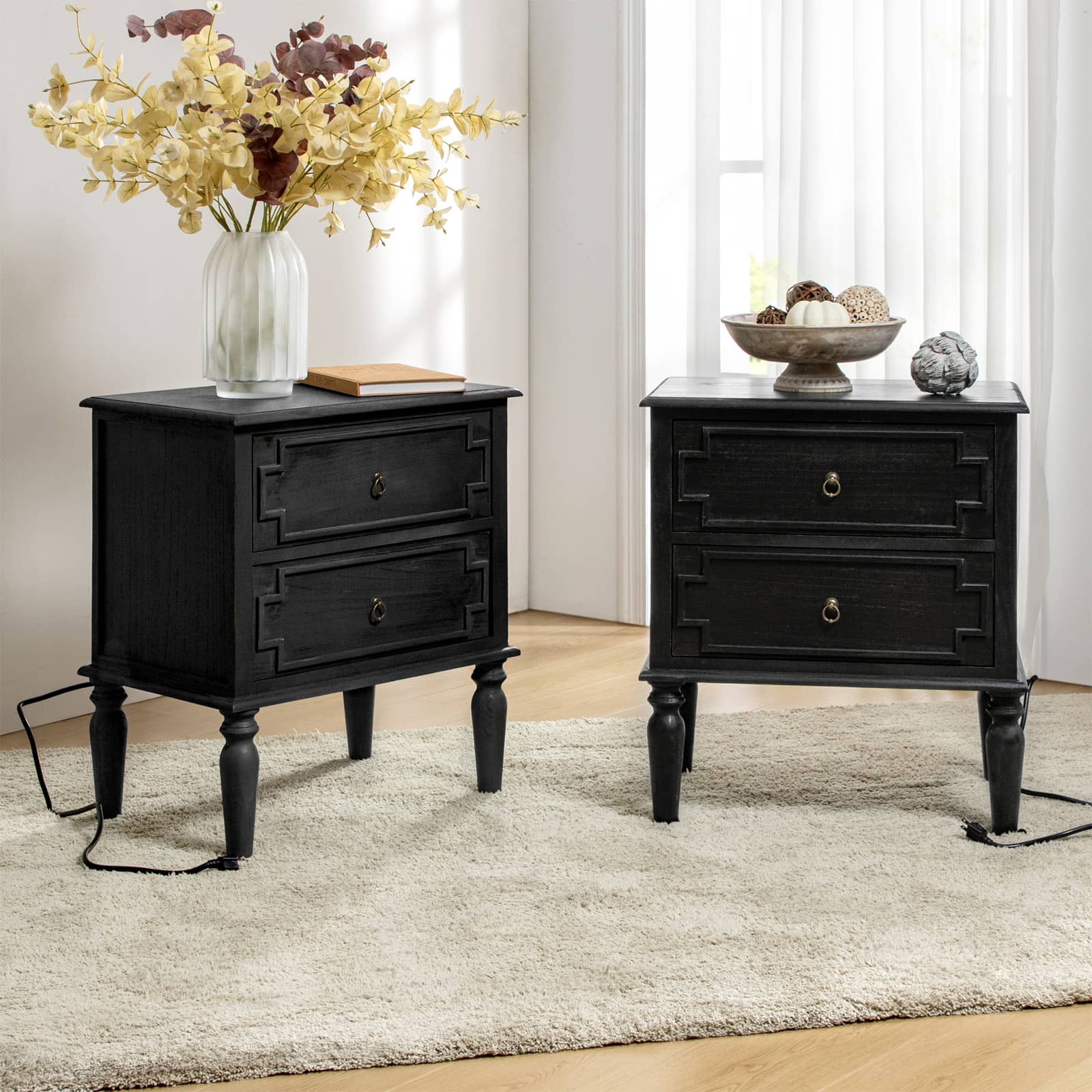 Joah 28"Tall Farmhouse 2-Drawer End Table with Built-in Charging - Image 29
