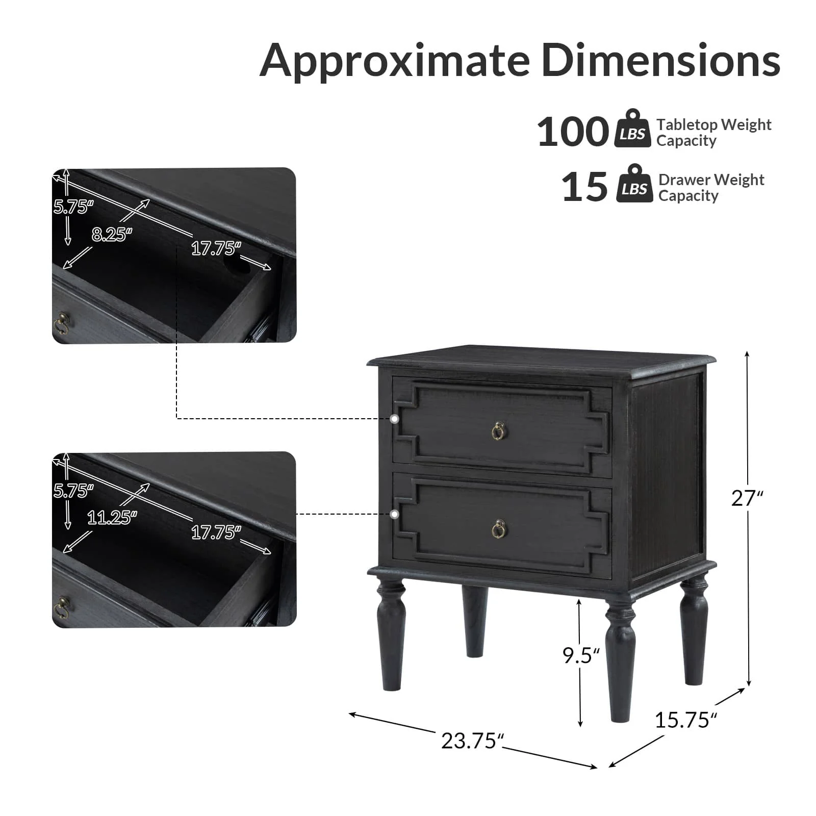 Joah 28"Tall Farmhouse 2-Drawer End Table with Built-in Charging - Image 31