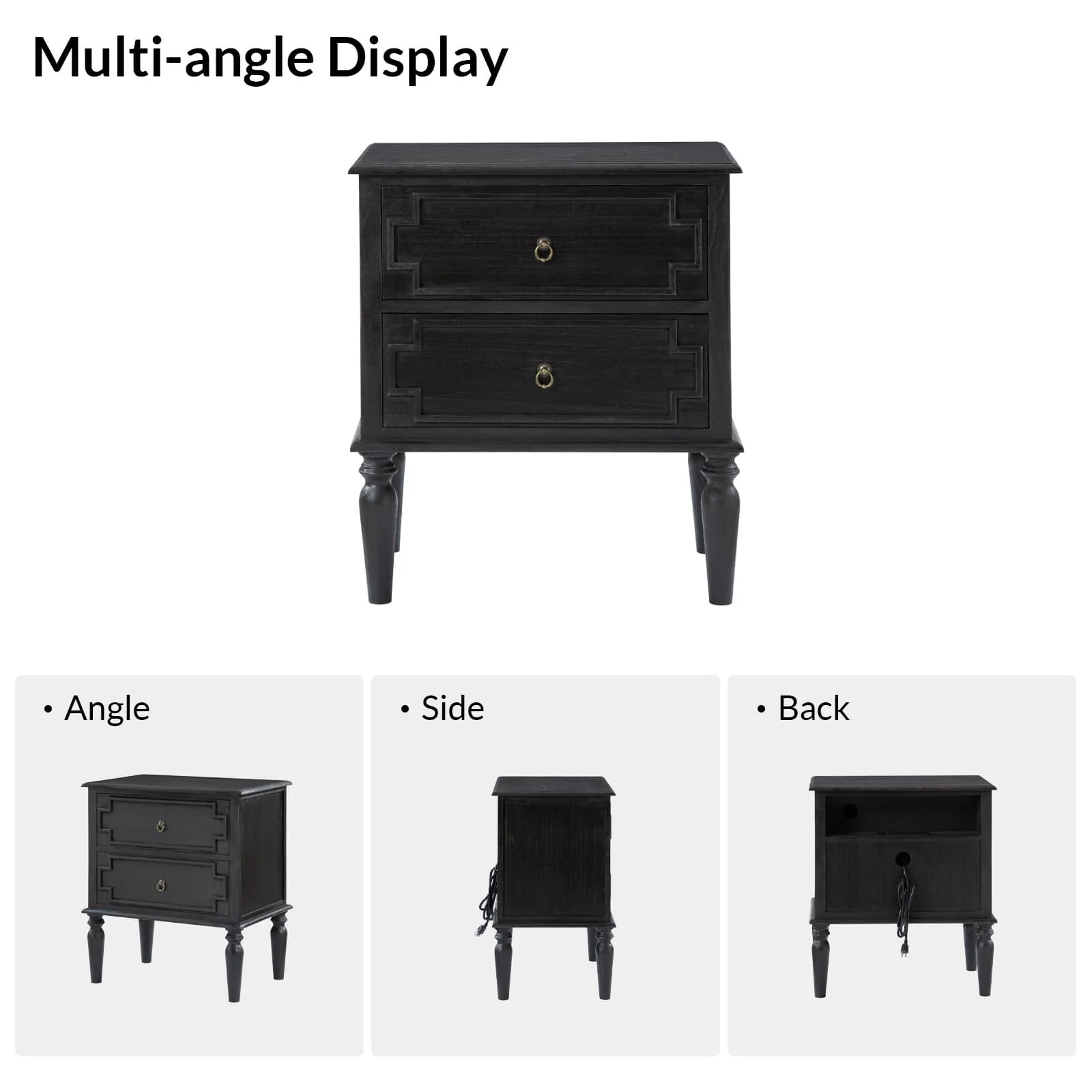 Joah 28"Tall Farmhouse 2-Drawer End Table with Built-in Charging - Image 35