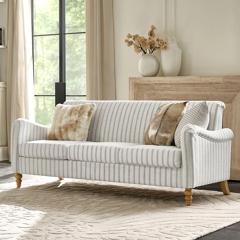 4-Piece Striped Farmhouse Living Room Set (Sofa, Loveseat, Recliner & Lift-Top Coffee Table - Image 26