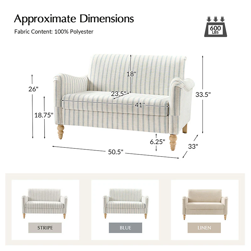 4-Piece Striped Farmhouse Living Room Set (Sofa, Loveseat, Recliner & Lift-Top Coffee Table - Image 36