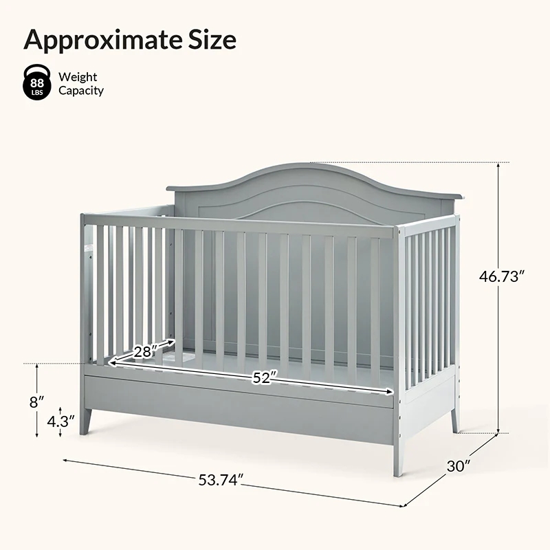 Fabiana Vintage Baby 5-in-1 Convertible Crib - Image 13