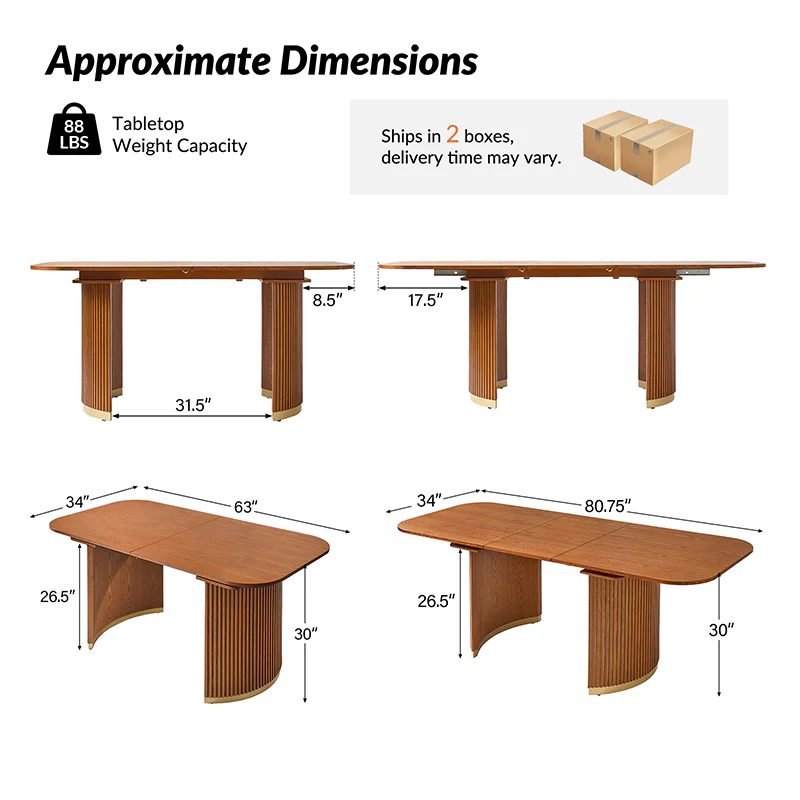 American Modern Fluted Extendable Multi-Functional Table - Image 11
