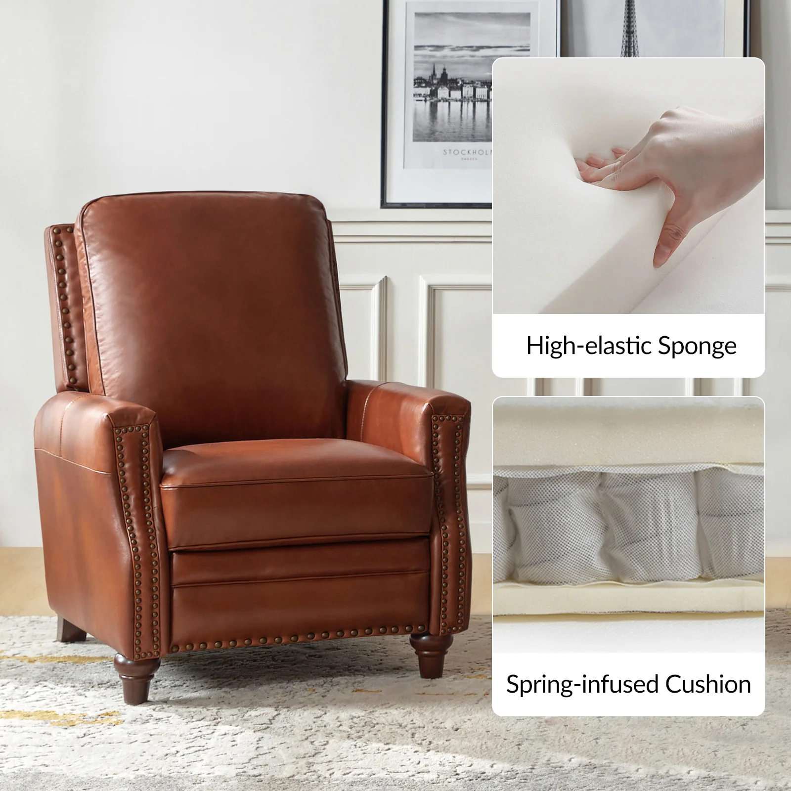 Annabelle Genuine Leather Recliner Chair(Optional Types) - Image 12