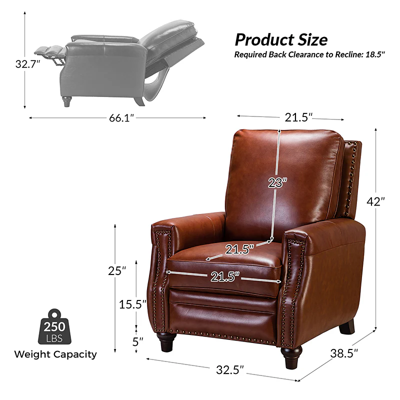 Annabelle Genuine Leather Recliner Chair(Optional Types) - Image 3