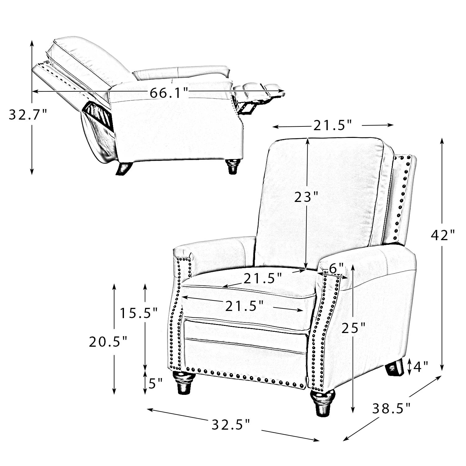 Annabelle Genuine Leather Recliner Chair(Optional Types) - Image 79