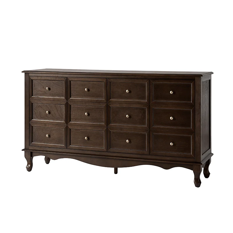 Antique-Inspired 4-Door Sideboard Cabinet - Decorative Drawer Illusion - Image 13