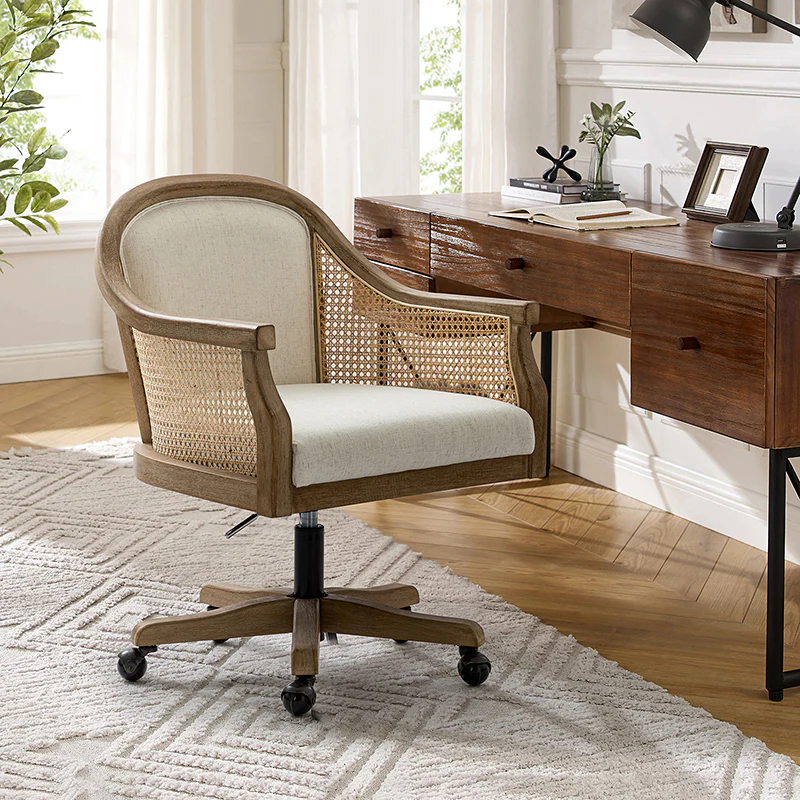 Audrey Task Accent Chair with Rattan Arms - Image 5