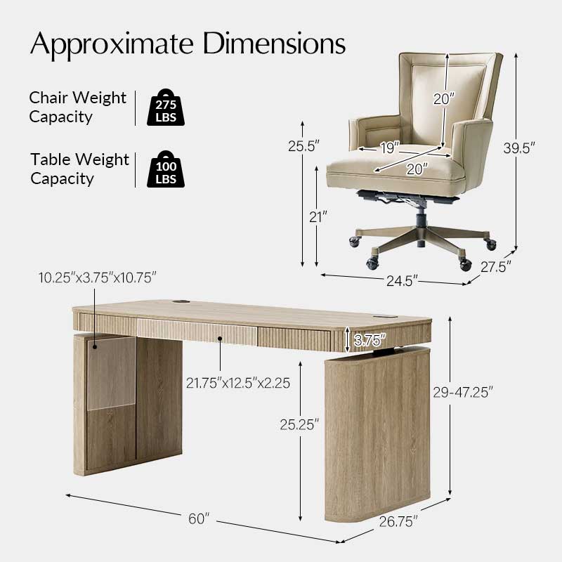 Baggio 5-Piece  Modern Adjustable Office Sets - Image 7