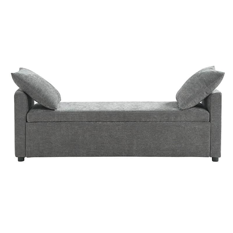 Benito 59.4" Wide End of Bed Storage Couch Bench with Two Throw Pillows - Image 20