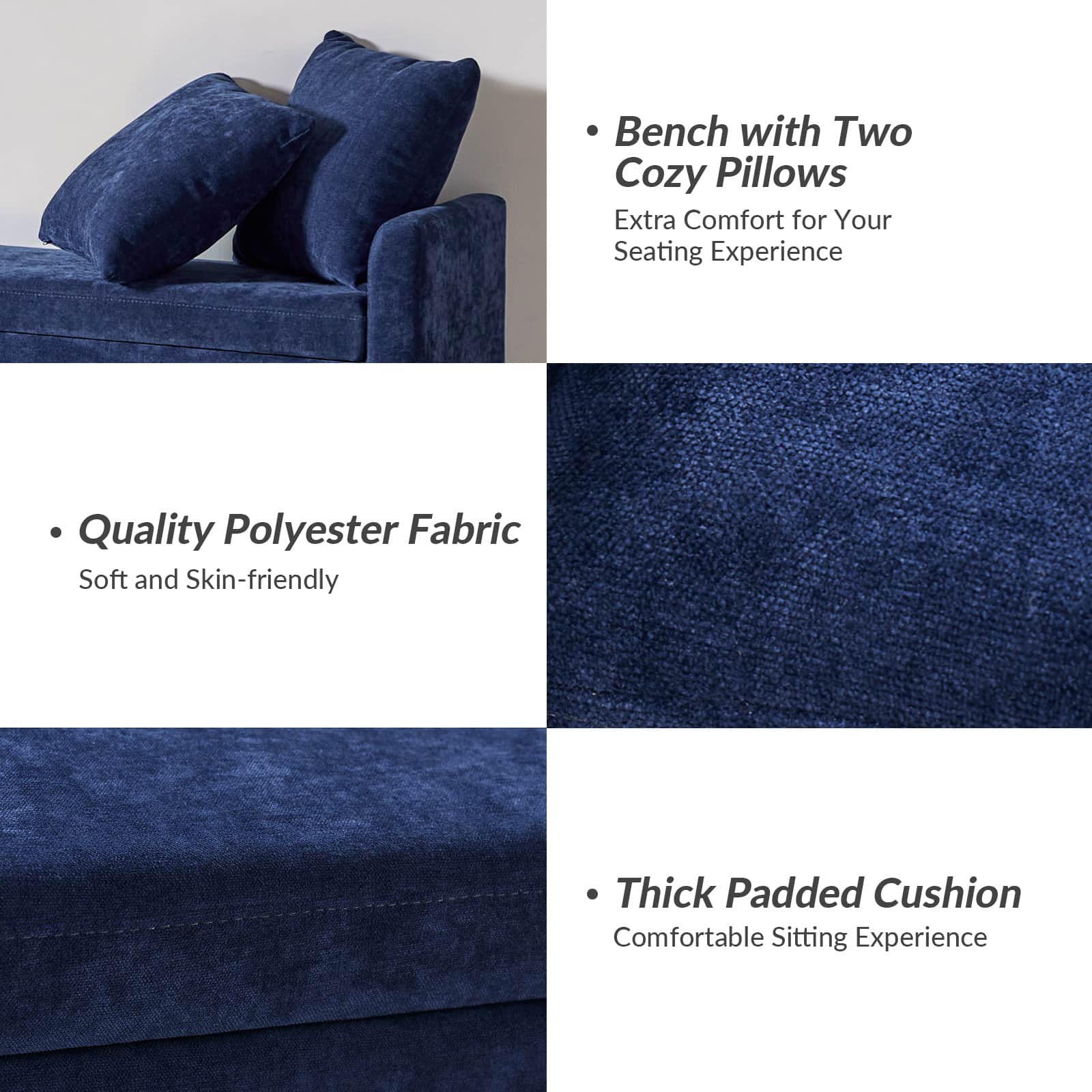 Benito 59.4" Wide End of Bed Storage Couch Bench with Two Throw Pillows - Image 31