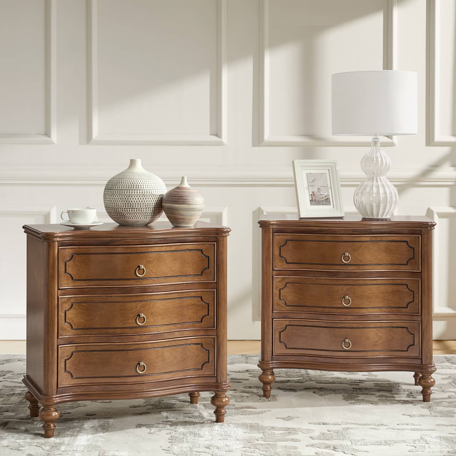 Bernhard 3-Drawer Traditional Style End Table Chest with Built-In Outlets(Optional Types) - Image 44