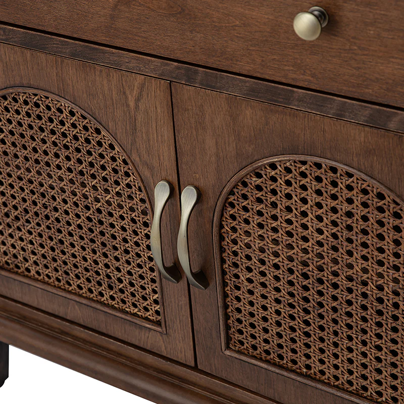 Camilo 27" Tall Arched Faux Rattan End Table With Built-In Outlets - Image 6