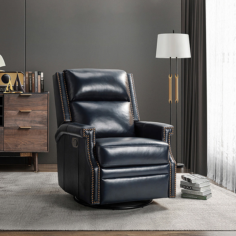 Canace Modern Genuine Leather Manual Glider Rocker Recliner - Image 12