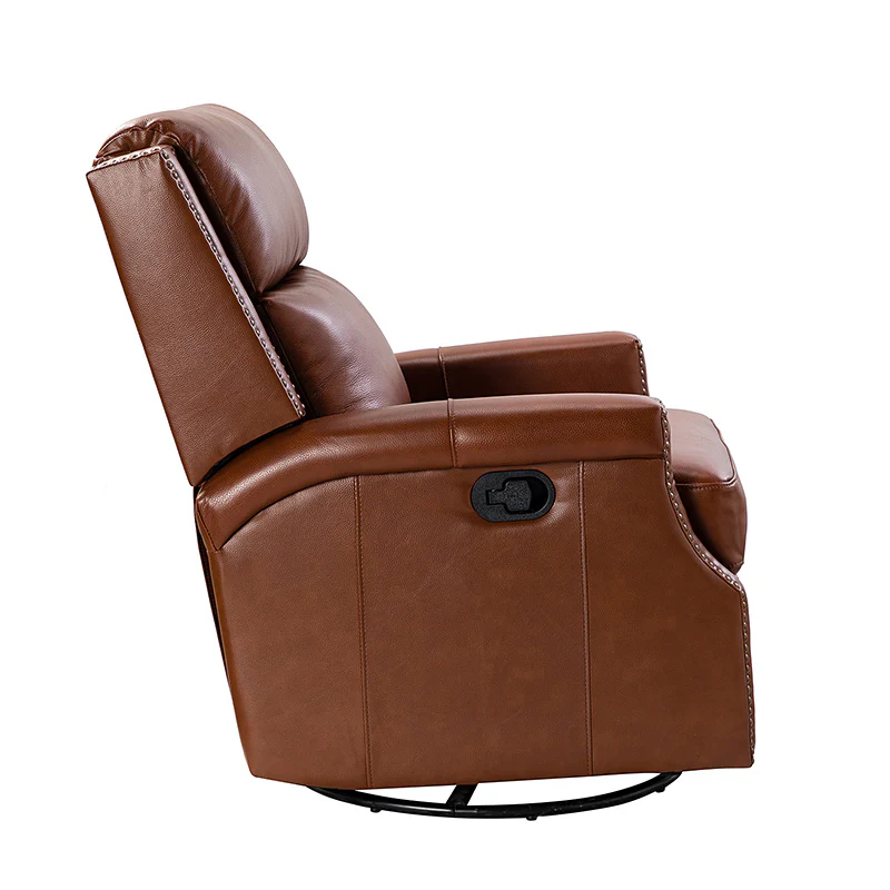Canace Modern Genuine Leather Manual Glider Rocker Recliner - Image 33