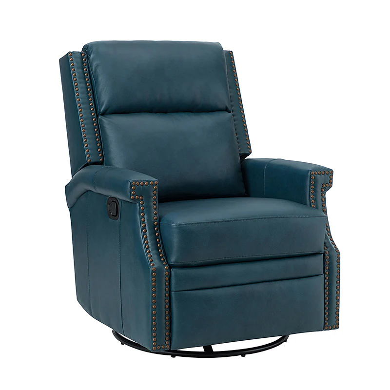 Canace Modern Genuine Leather Manual Glider Rocker Recliner - Image 60