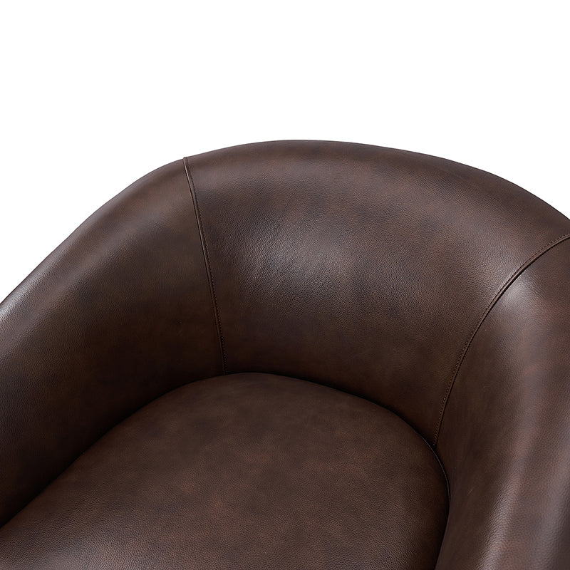 Cathy Geniun Leather Modern Swivel Barrel Chair With Solid Wood Base - Image 16