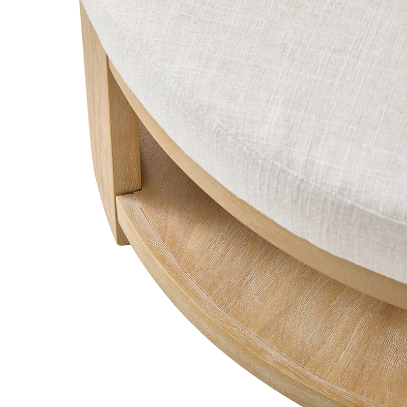 Celestia Modern Linen Round Ottoman with Storage Shelf - Image 31