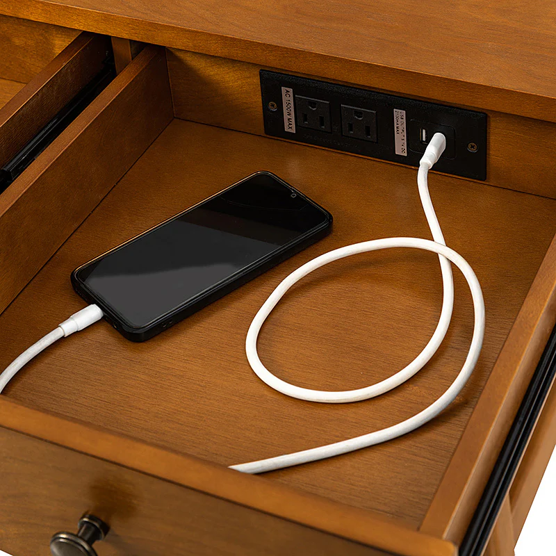 Charlotte Mid-century Modern 60" Computer Desk with Cable Management & Charging Station - Image 14