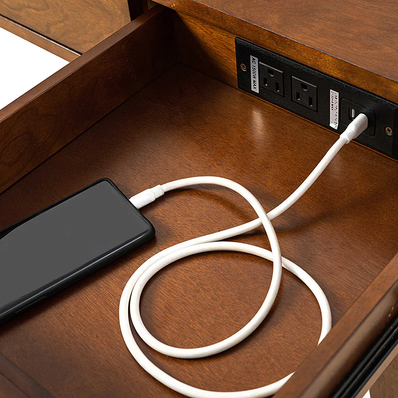 Charlotte Mid-century Modern 60" Computer Desk with Cable Management & Charging Station - Image 6