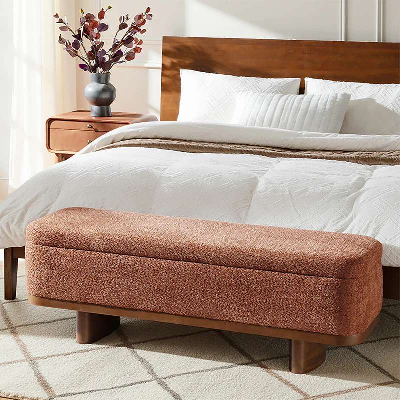 Claire Modern Chenille Upholstered Storage Bench - Image 2