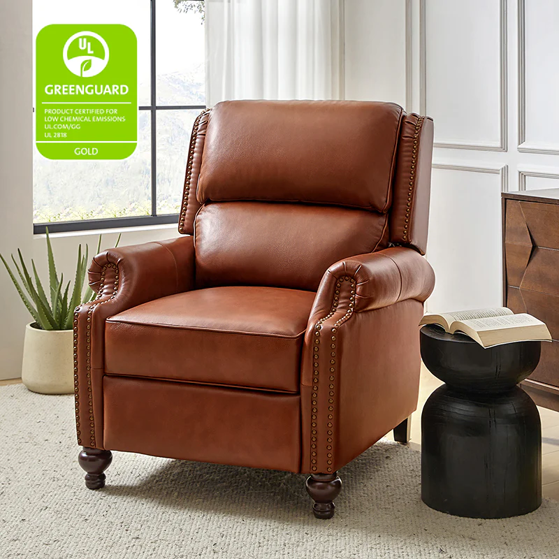 Consuela Mid-century Genuine Leather Recliner - Image 26