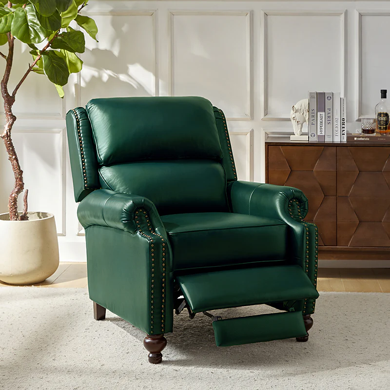 Consuela Mid-century Genuine Leather Recliner - Image 33