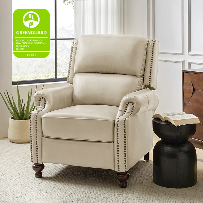Consuela Mid-century Genuine Leather Recliner - Image 50
