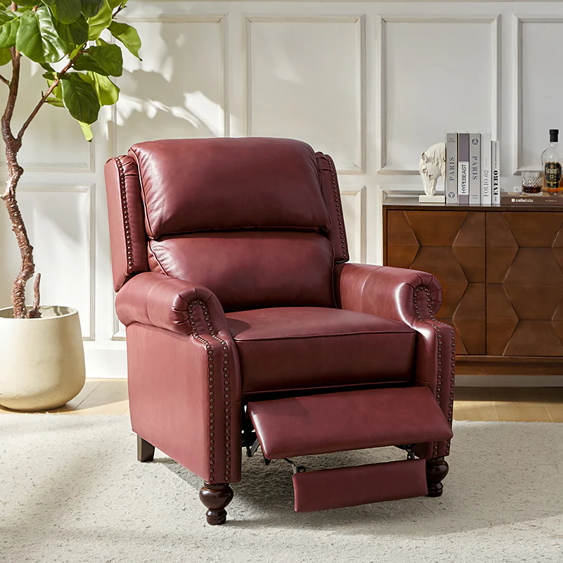 Consuela Mid-century Genuine Leather Recliner - Image 9