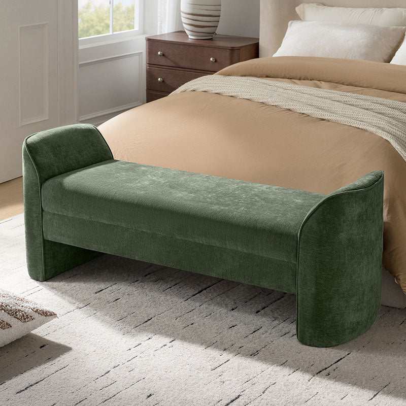 Diana 57" Wide Modern Chenille Upholstered Bench with Piped Edges and Foam Cushion - Image 2