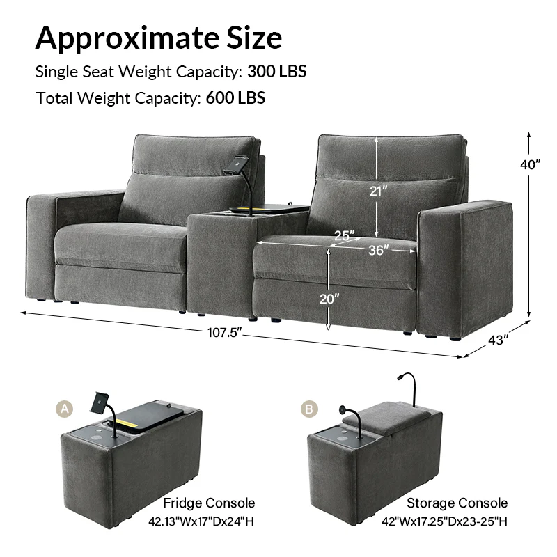 EliteNest Smart Reclining Theater Sofa with Speaker - Image 5