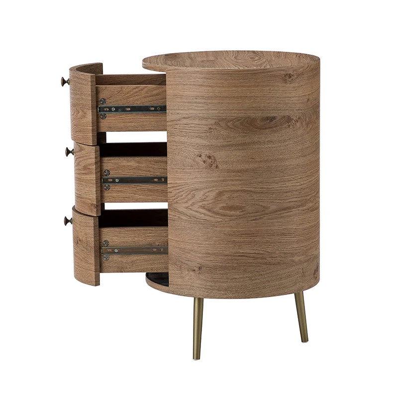 Etta 26" Tall Drum 3 - Drawer Round Boho End Table - Image 14