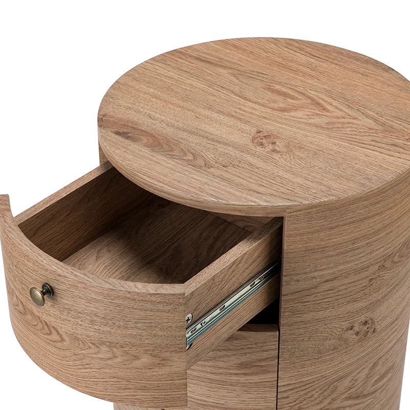 Etta 26" Tall Drum 3 - Drawer Round Boho End Table - Image 15