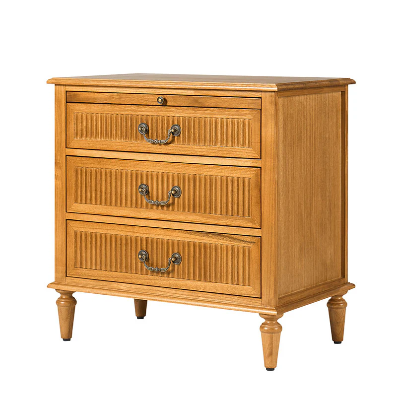 Farmhouse Solid Wood End Table with Fluted Drawer(Optional Types) - Image 18