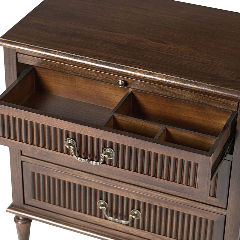 Farmhouse Solid Wood End Table with Fluted Drawer(Optional Types) - Image 31