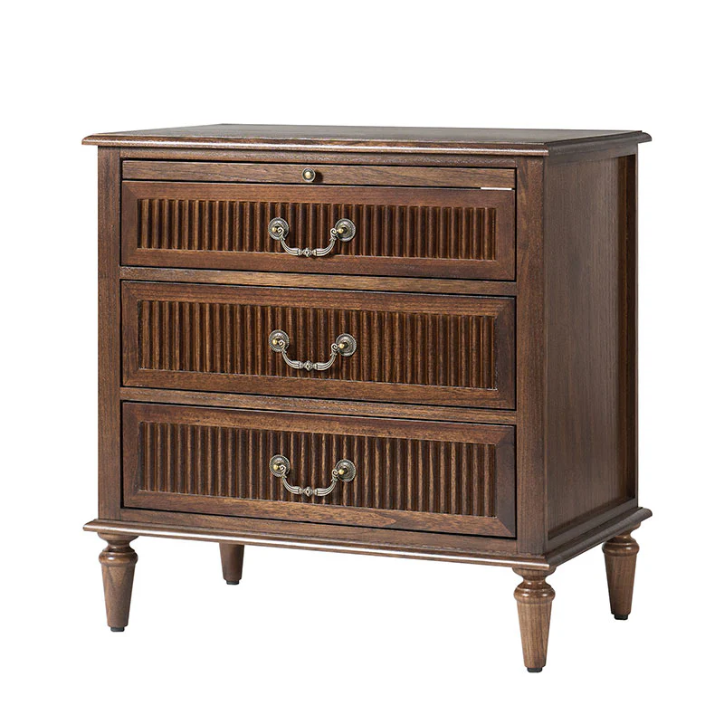 Farmhouse Solid Wood End Table with Fluted Drawer(Optional Types) - Image 4