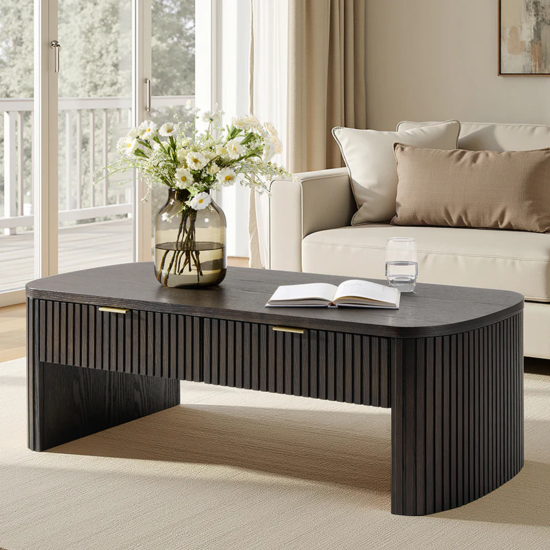Filipo Modern Fluted Coffee Table with Drawers - Image 18