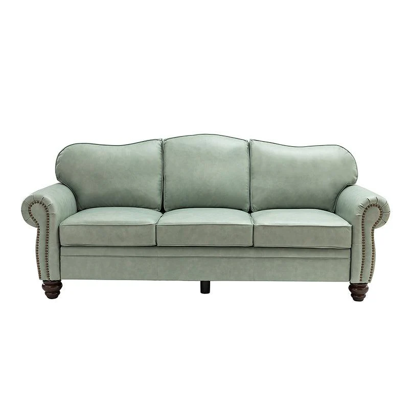 Flavio 81″ Genuine Leather Sofa – Vintage Glam Mid-Century Design - Image 13