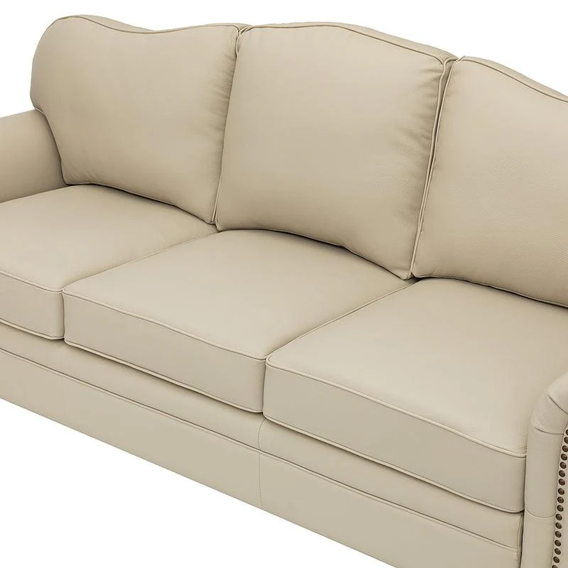 Flavio 81″ Genuine Leather Sofa – Vintage Glam Mid-Century Design - Image 31
