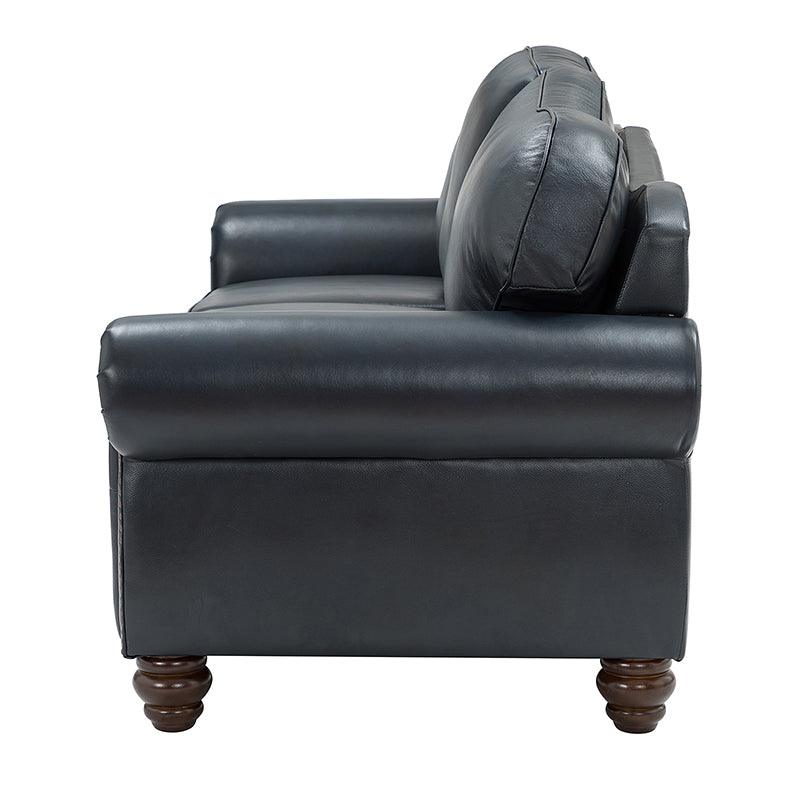 Flavio 81″ Genuine Leather Sofa – Vintage Glam Mid-Century Design - Image 46
