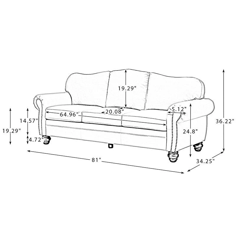 Flavio 81″ Genuine Leather Sofa – Vintage Glam Mid-Century Design - Image 60