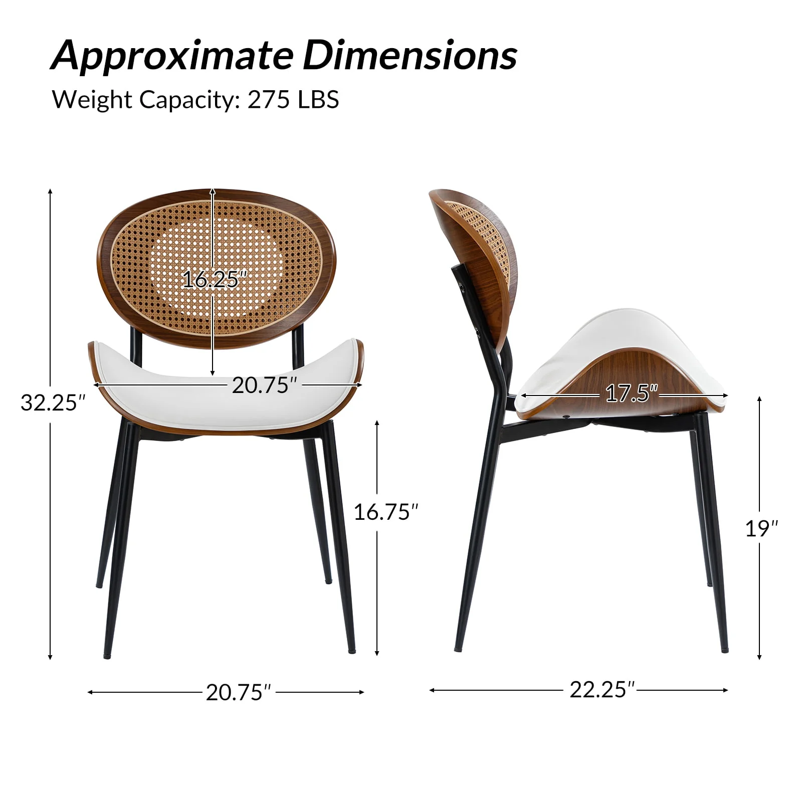 Flora Curved Wood Backrest Faux Leather Upholstery Cushion Dining Chair (Optional Types) - Image 18