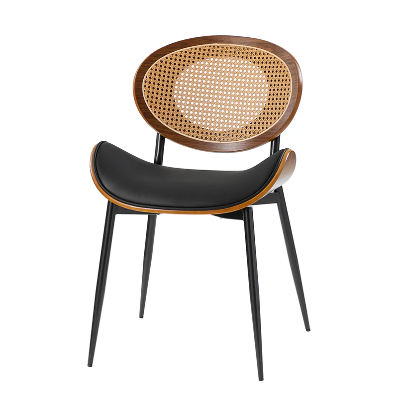 Flora Curved Wood Backrest Faux Leather Upholstery Cushion Dining Chair (Optional Types) - Image 6