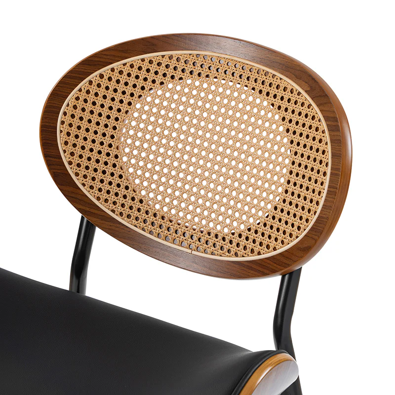 Flora Curved Wood Backrest Faux Leather Upholstery Cushion Dining Chair (Optional Types) - Image 7