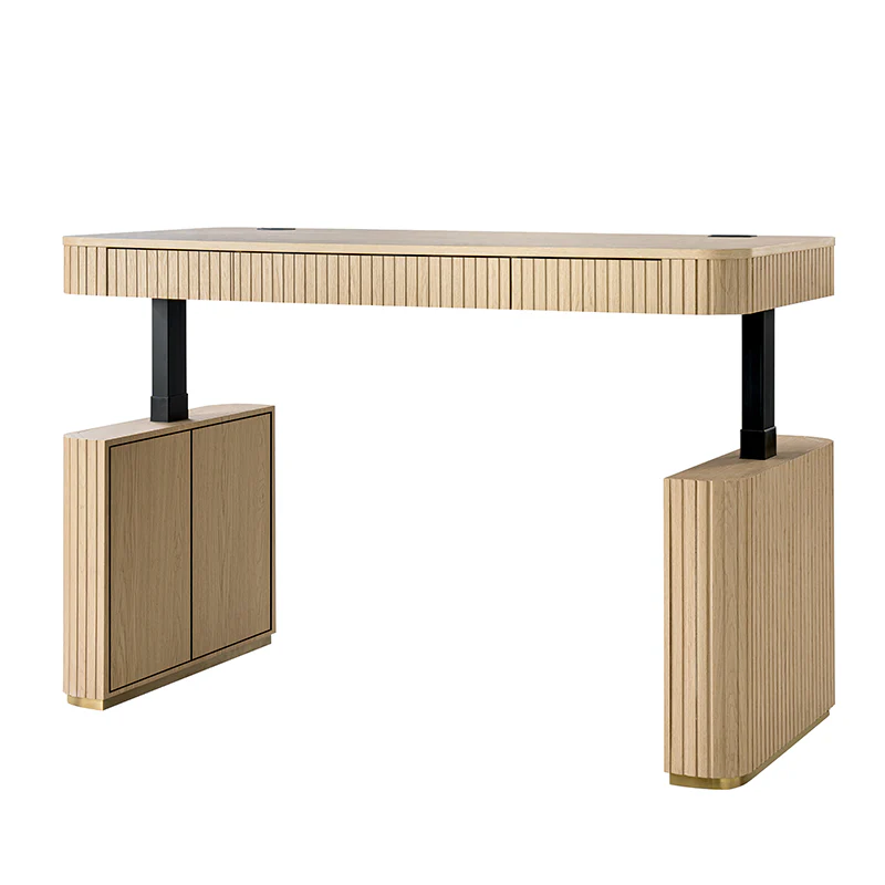 Alina Fluted Design Electric Height-Adjustable Desk with Drawers - Image 5
