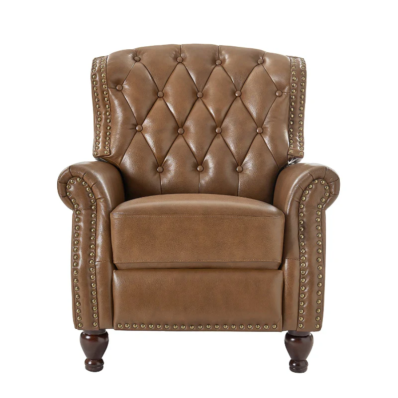 Gabrielle Genuine Leather Living Room Manual Recliner with Nailhead Trim - Image 36