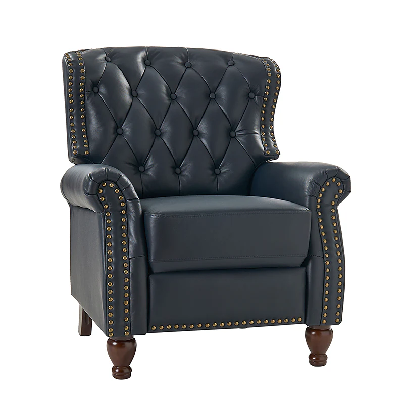 Gabrielle Genuine Leather Living Room Manual Recliner with Nailhead Trim - Image 5