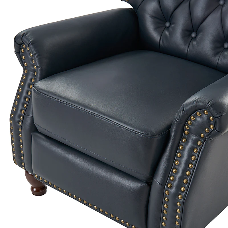Gabrielle Genuine Leather Living Room Manual Recliner with Nailhead Trim - Image 7