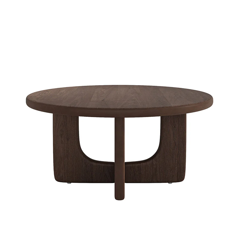 Gala Modern Round Coffee Table with Oak Veneer Top & Wood Legs - Image 12