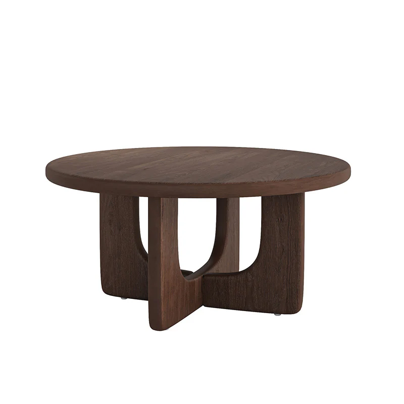 Gala Modern Round Coffee Table with Oak Veneer Top & Wood Legs - Image 13